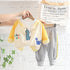 Small Dinosaur Round Neck Baseball Suit Three Piece Set Baby Sports Pants Set